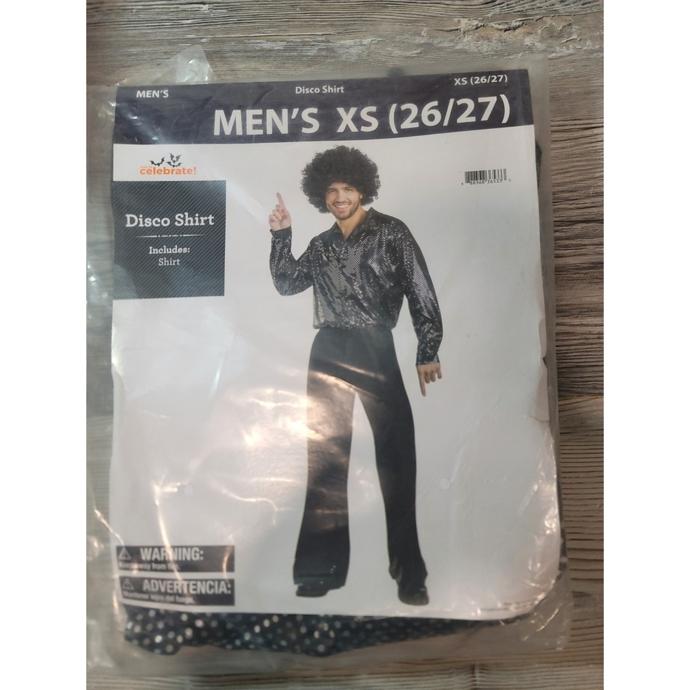 Costume Disco Shirt Men's XS 26/27 Black shimmery light weight shinny